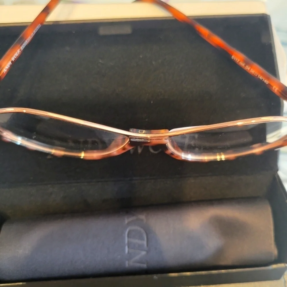 Andy Wolf Brown Tortoise & Rose Gold #5117 Eyeglass Frame New with case. - Picture 7 of 10